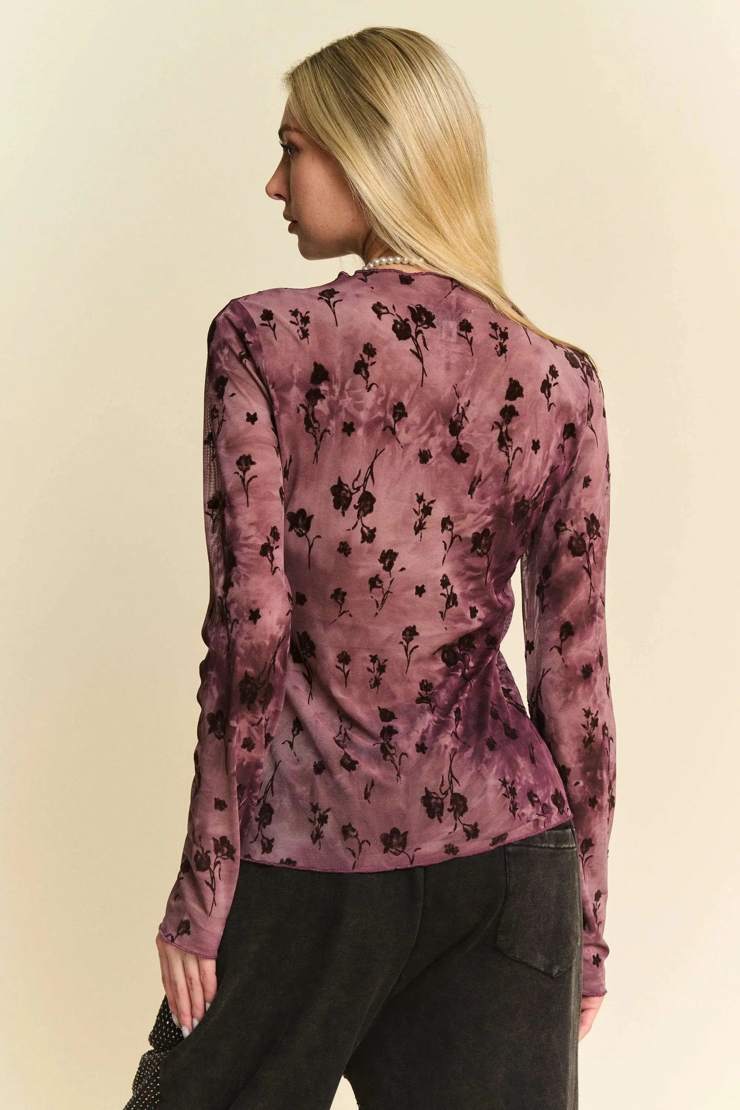 Floral Mesh Top - Sheer Layering - Trendy Lightweight