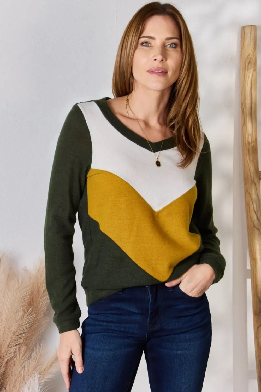 Trendsi Hailey & Co Plus Size Colorblock Blouse