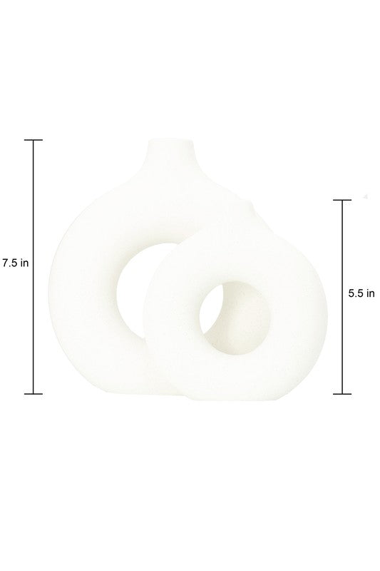 Modern Ceramic Vase Round Shape - 2 pcs/set