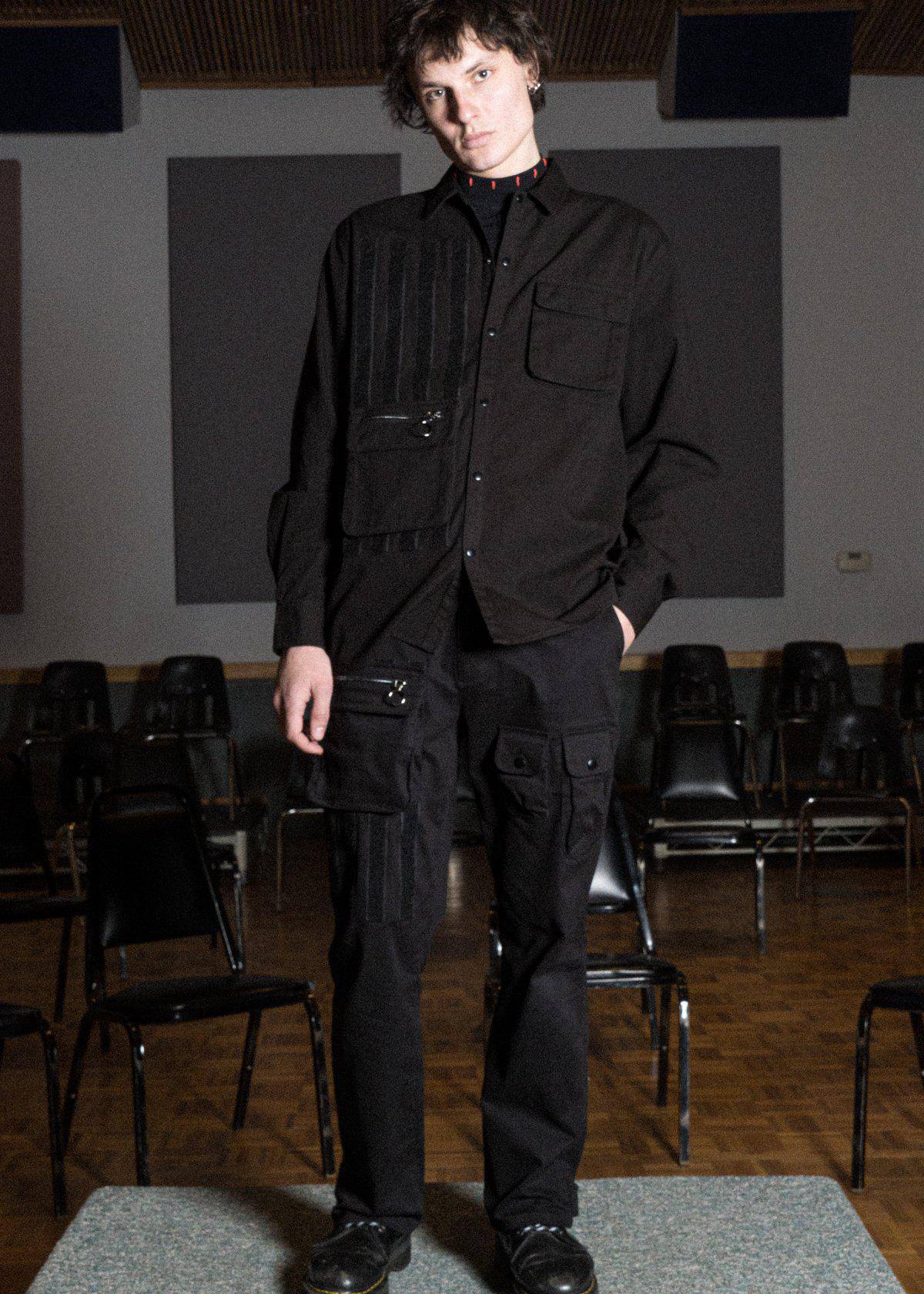 Konus Men's Canvas Shirt With Bellow Pockets in Black