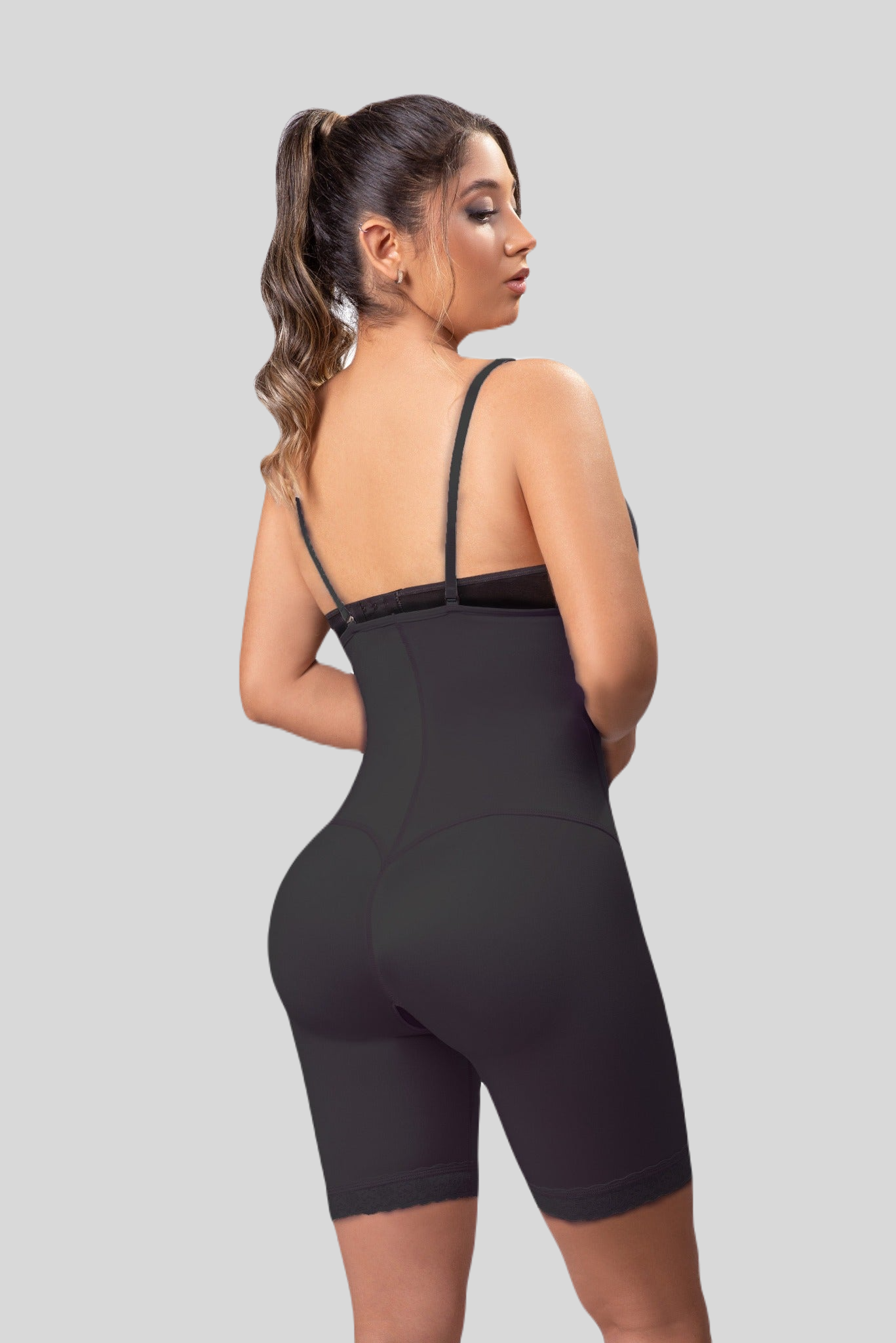 Open Bust Mid-thigh Body Shapewear w/ Flat Front