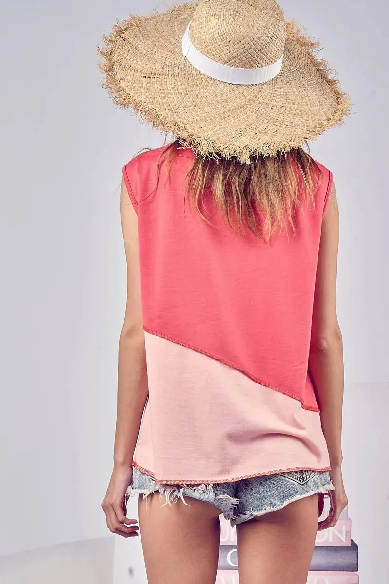Henley Top - Color Block & Soft - Casual Style