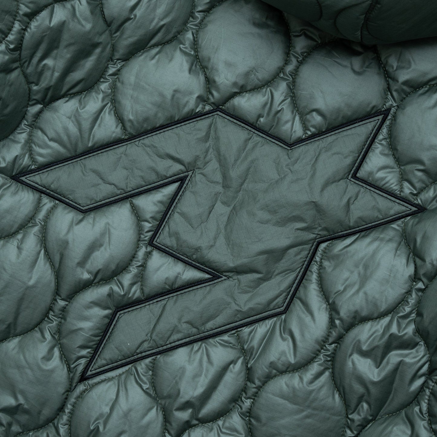 Nylon Quilted Zip-Up Jacket - Olive