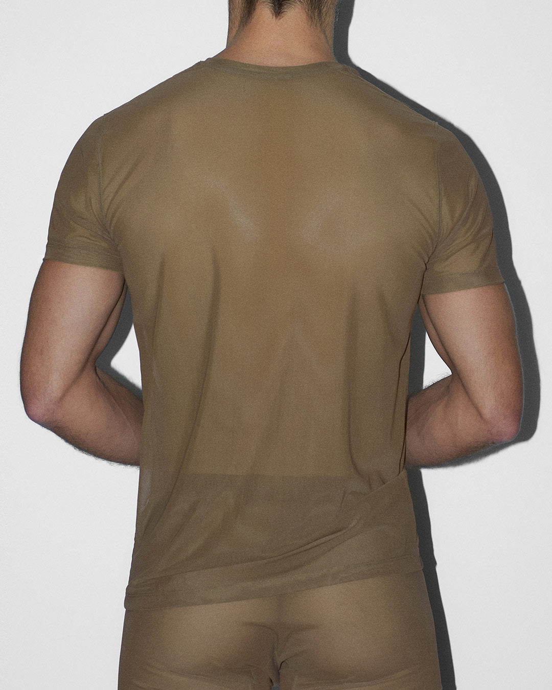 Sheer Crew Neck T-Shirt Dark Nude