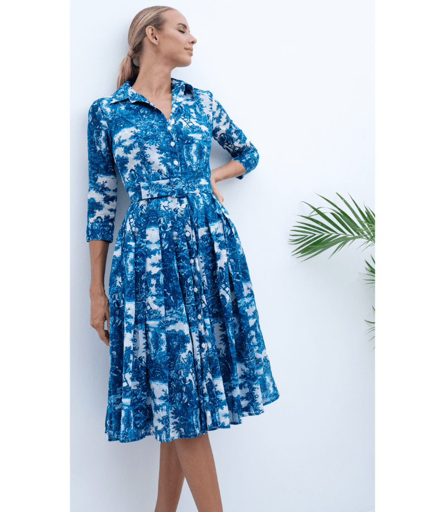 Audrey Dress #4 White Sea Blue Long Dress