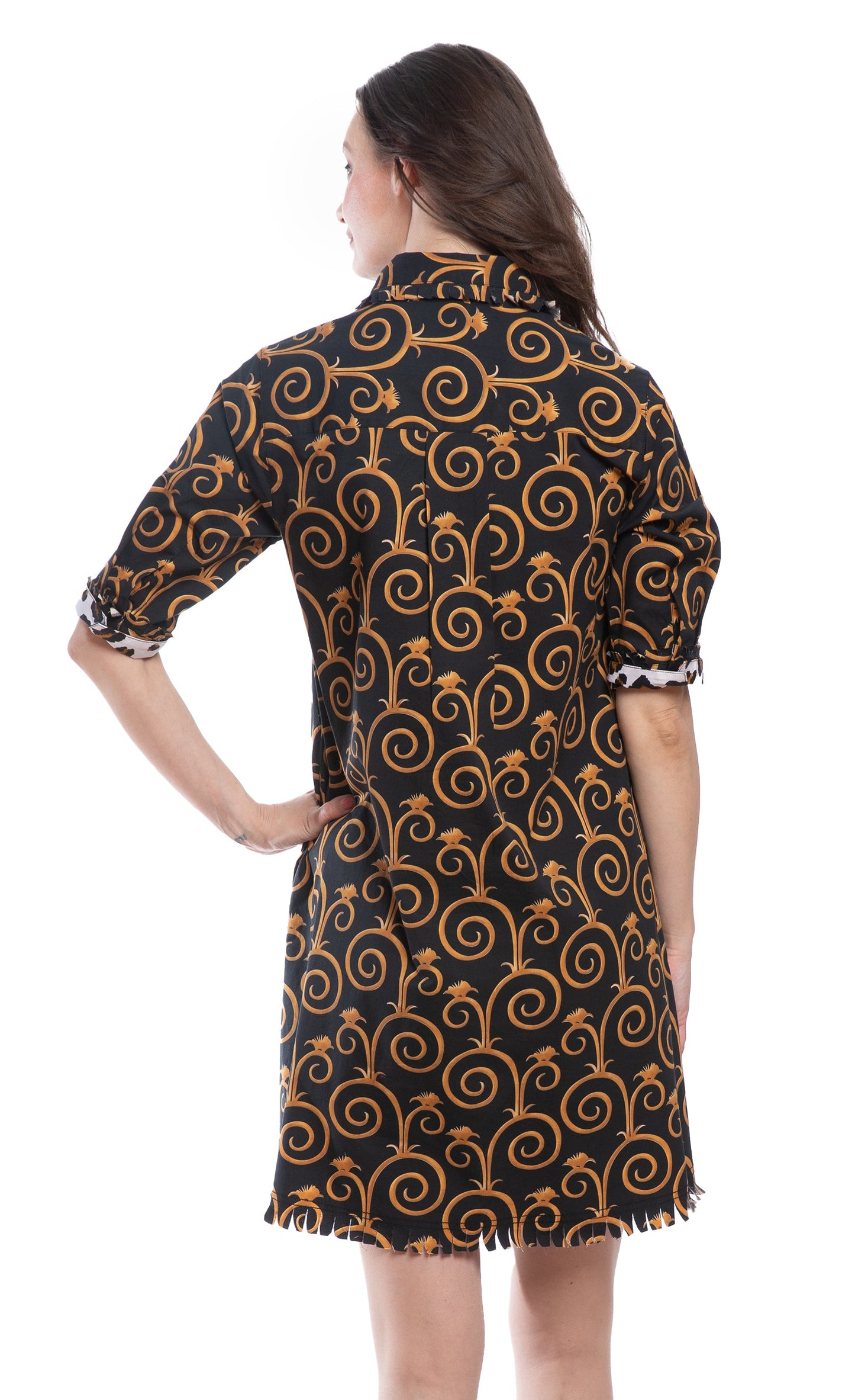 Chatham Black and Gold Swirl Print