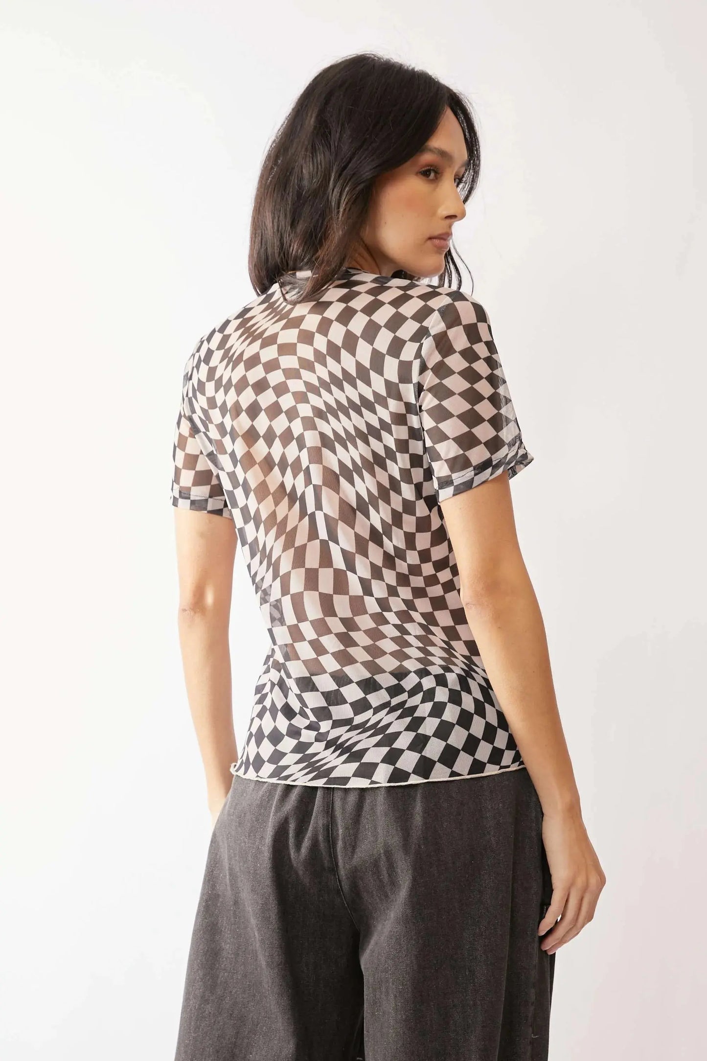 Mesh Top - Checkerboard Breathable - Casual Tee
