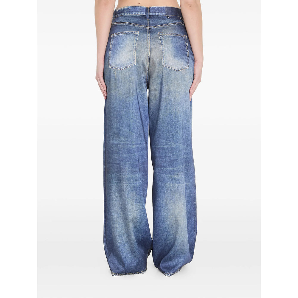Wide Trousers with Denim Print