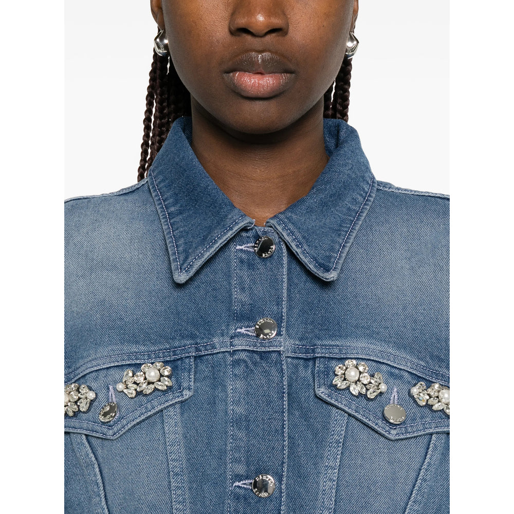 Embellished Puff-Sleeve Denim Jacket
