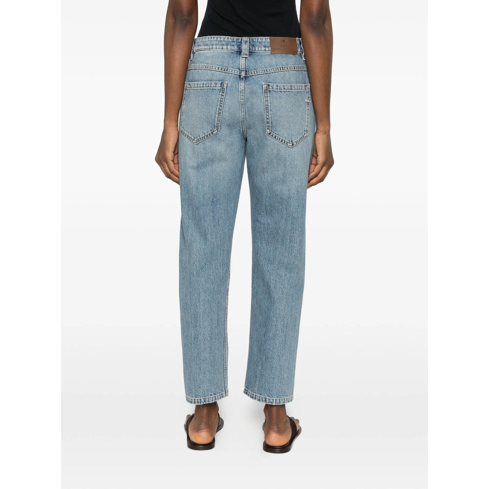 Cropped Jeans in Faded Light Blue