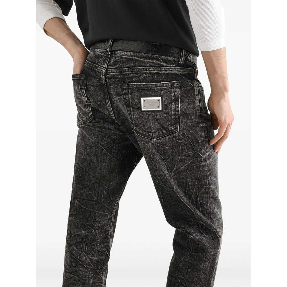 Slim Denim Shorts in Black