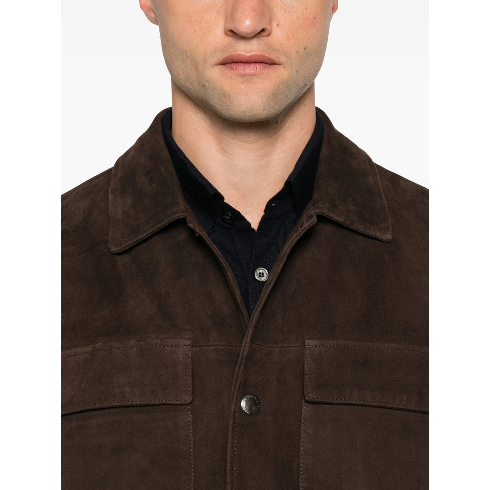 Calf Suede Overshirt in Brown