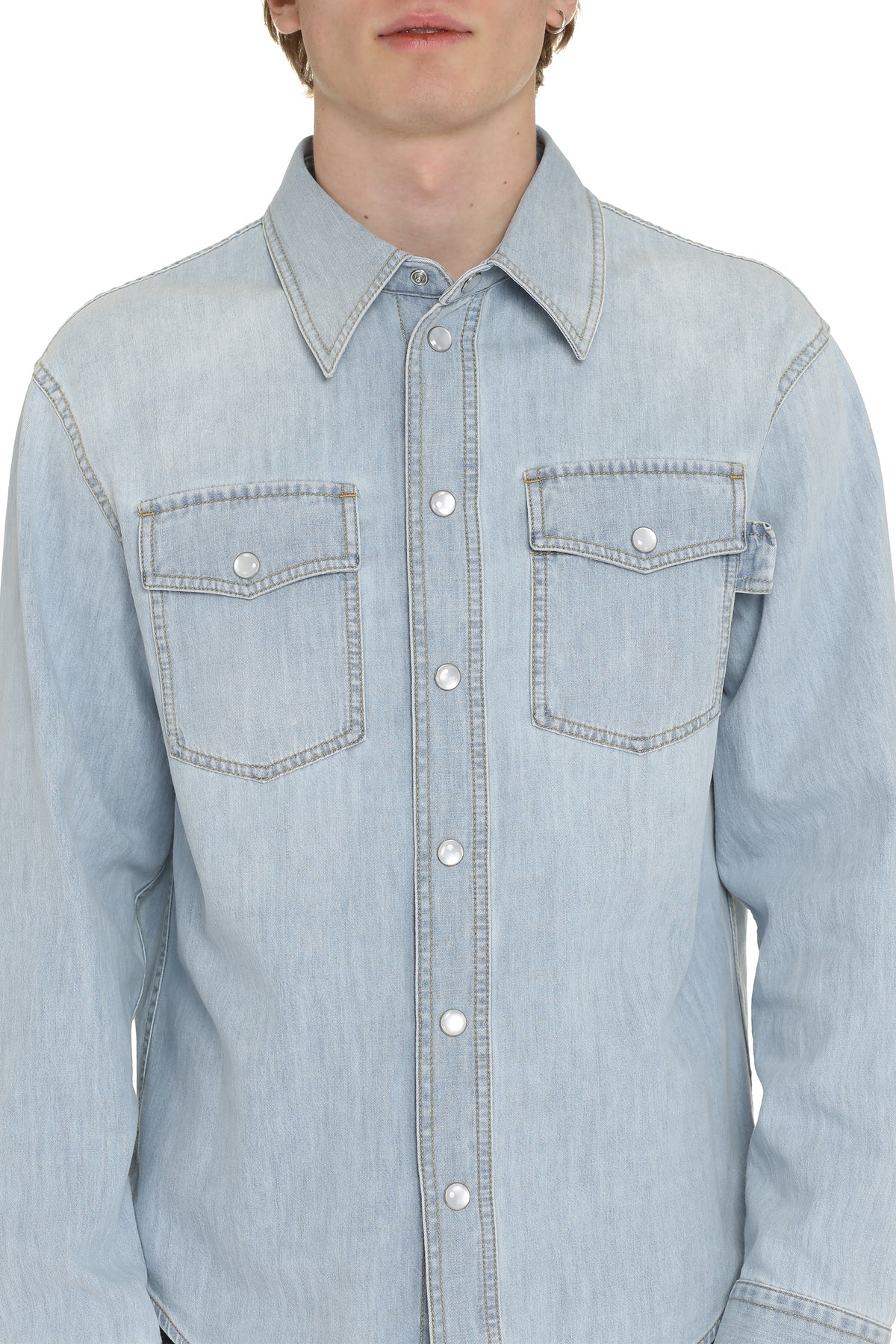 Denim Shirt With Flap Pockets