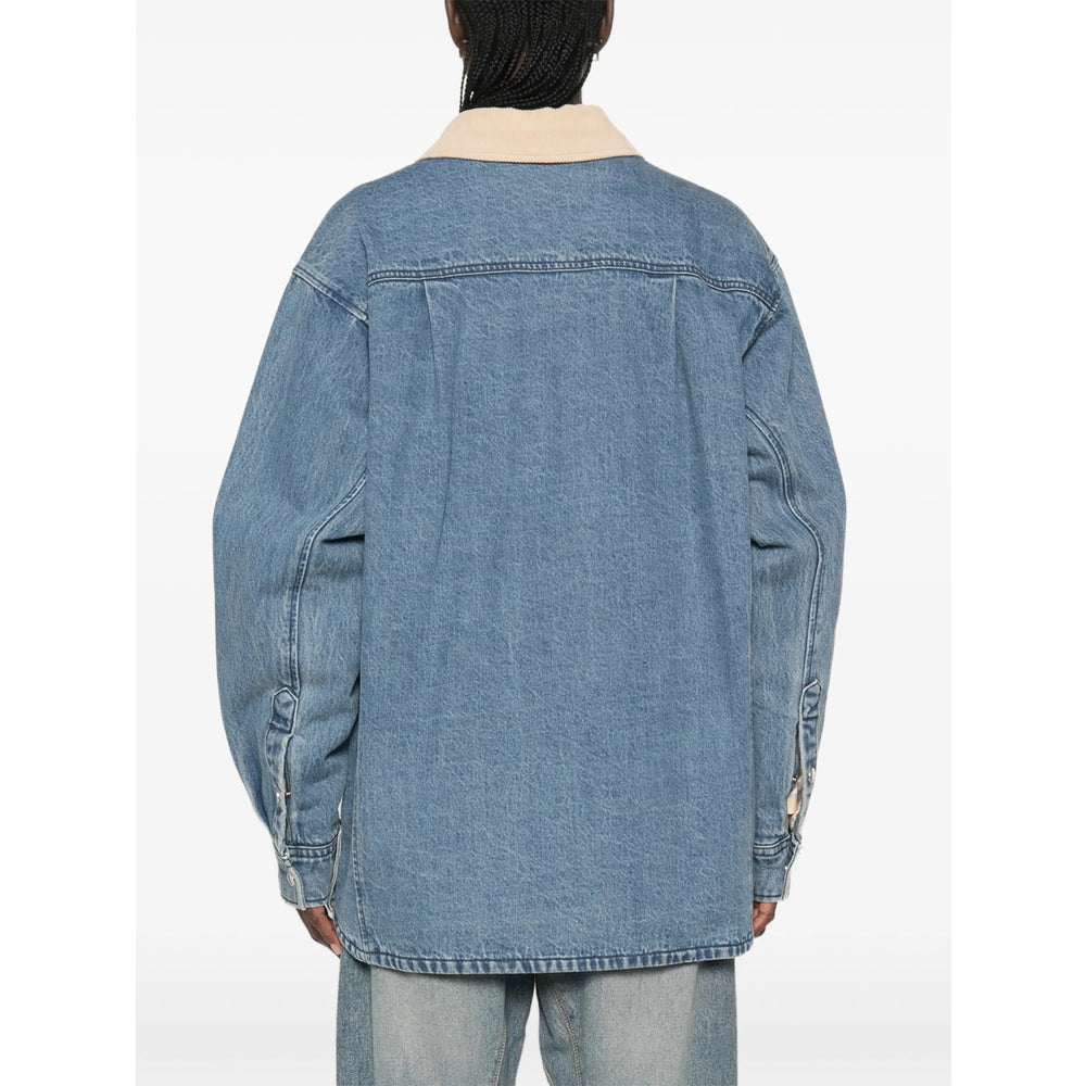 Denim Shirt Jacket with Contrast Collar