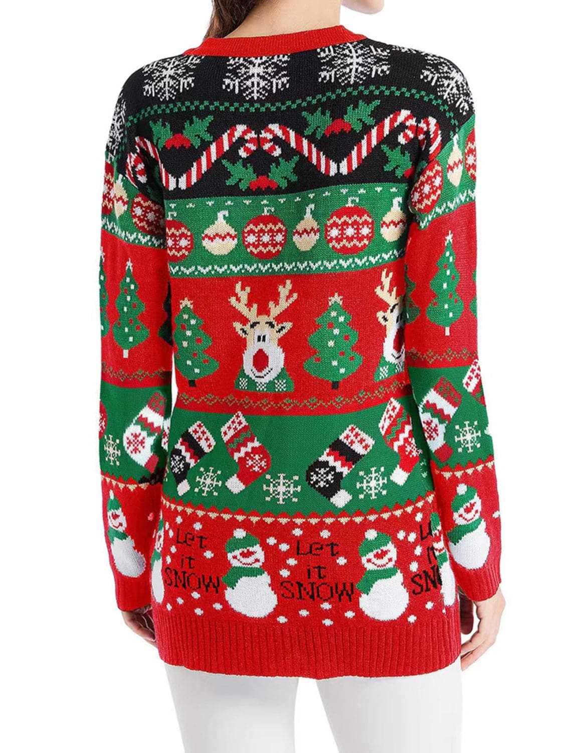 Trendsi Reindeer Print Cardigan for Women
