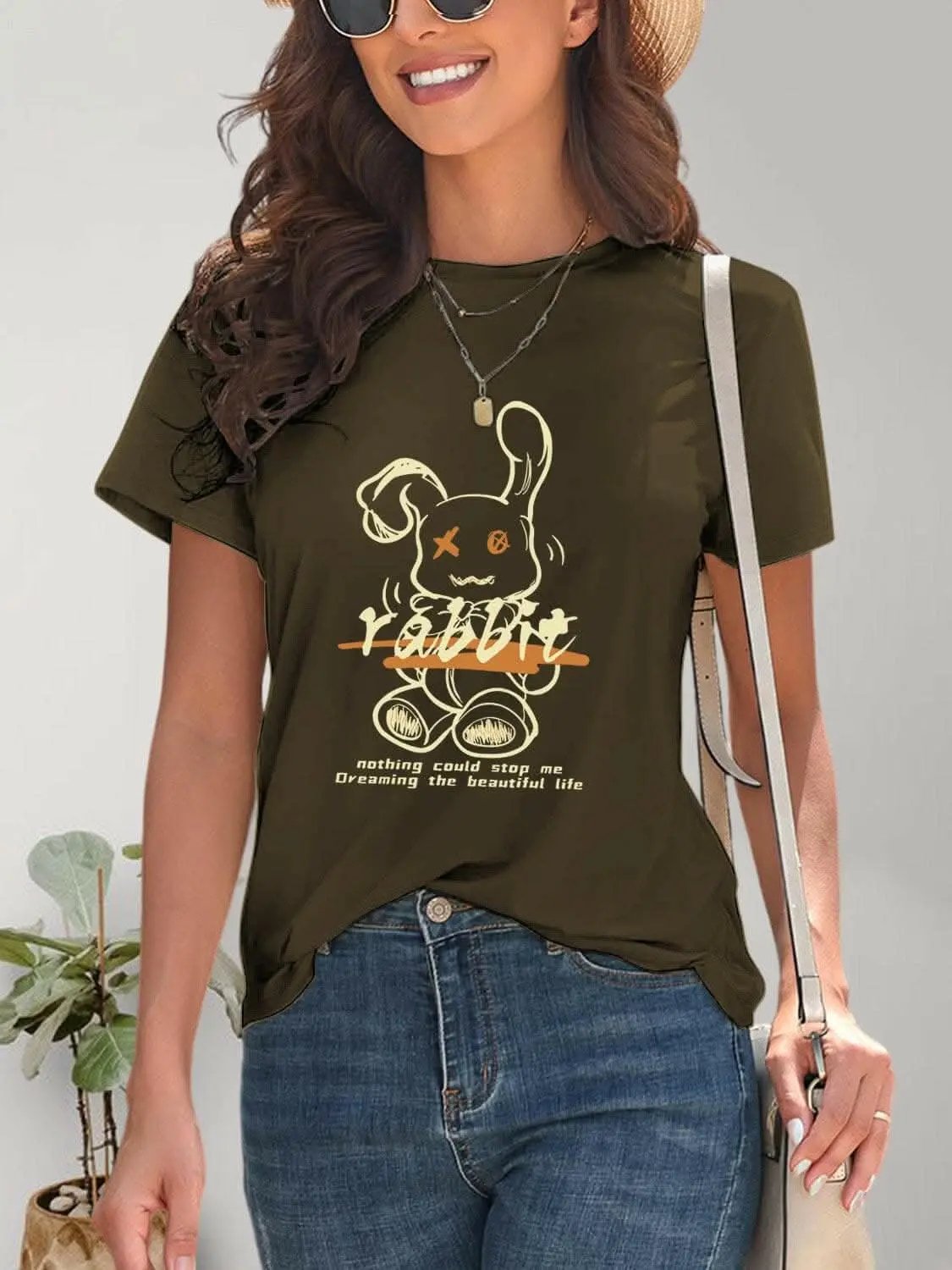 Trendsi just arrived - Chic rabbit graphic tee for women