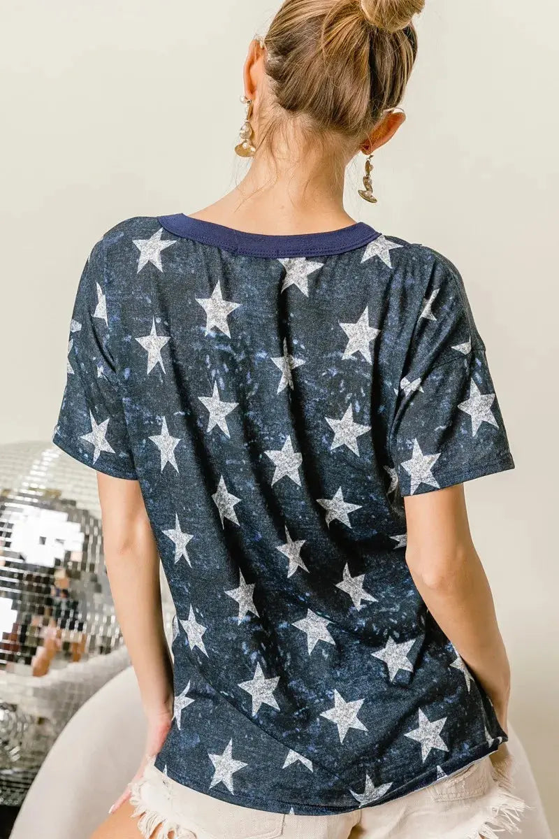 Women's Tee - Star Print - Y2K Vintage Style
