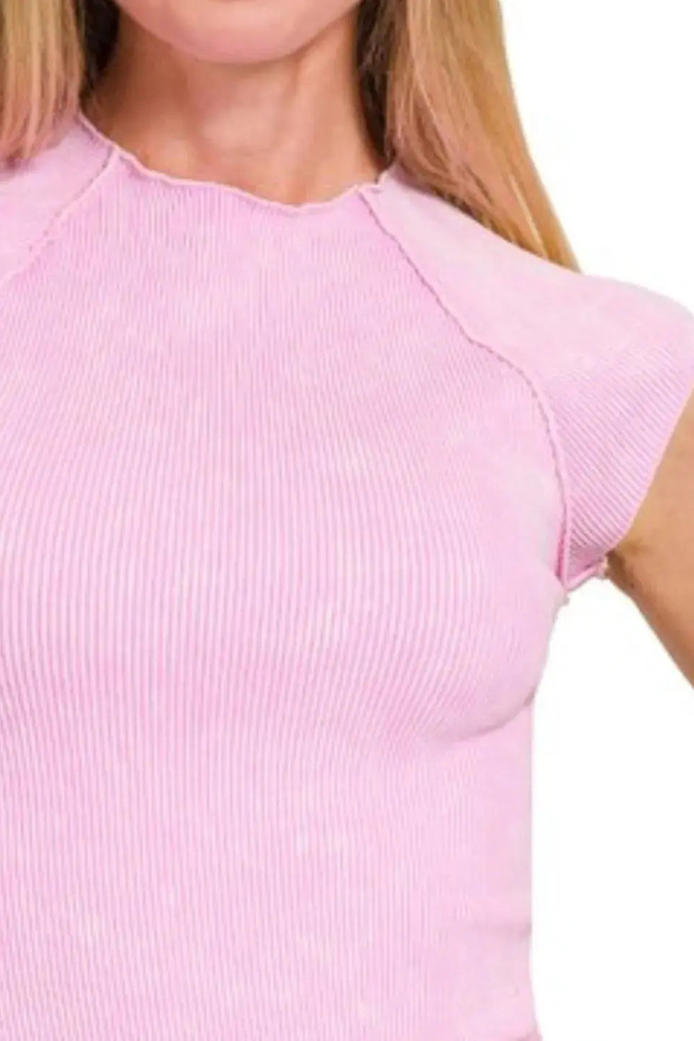 Ribbed Seamless Top - Soft & Stretchy - Casual Tee