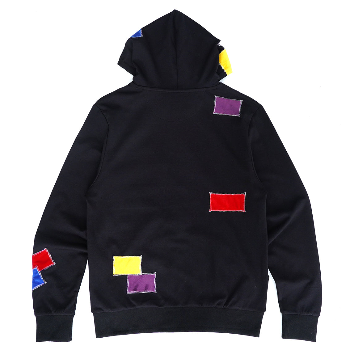 F5715 Frost Patchwork Zip Up Hoodie - Black