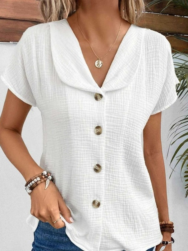 ๐ Women's Summer Solid Color Short-Sleeved Button Cardigan Top