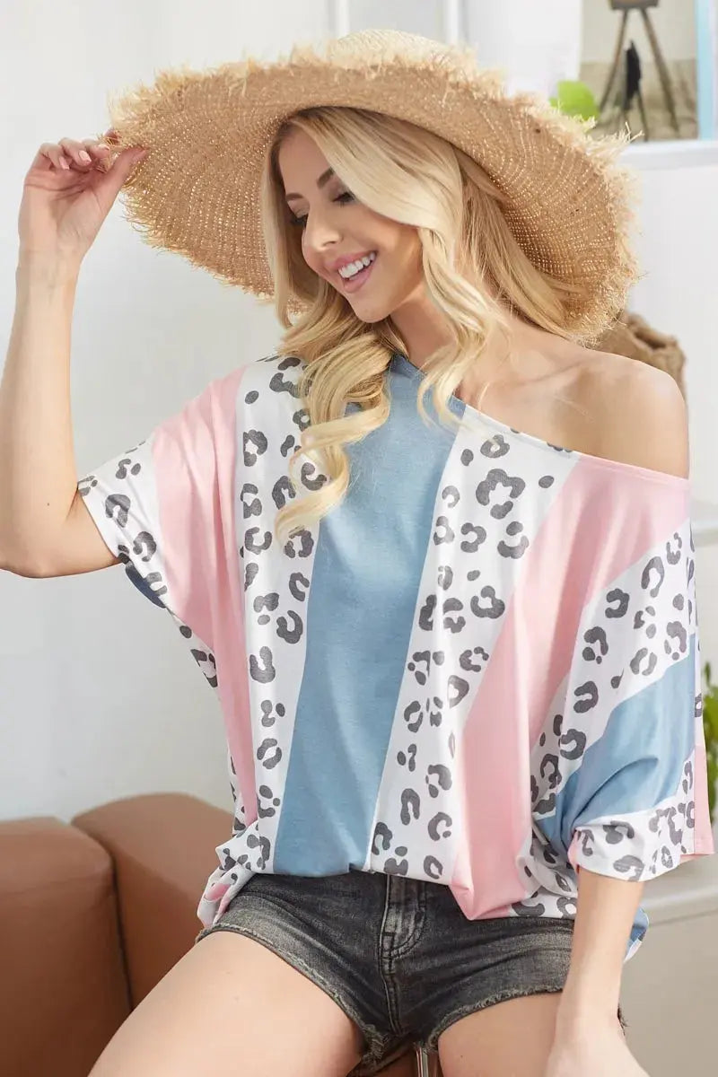 Women's T-Shirt - Leopard Print French Terry - Casual Style