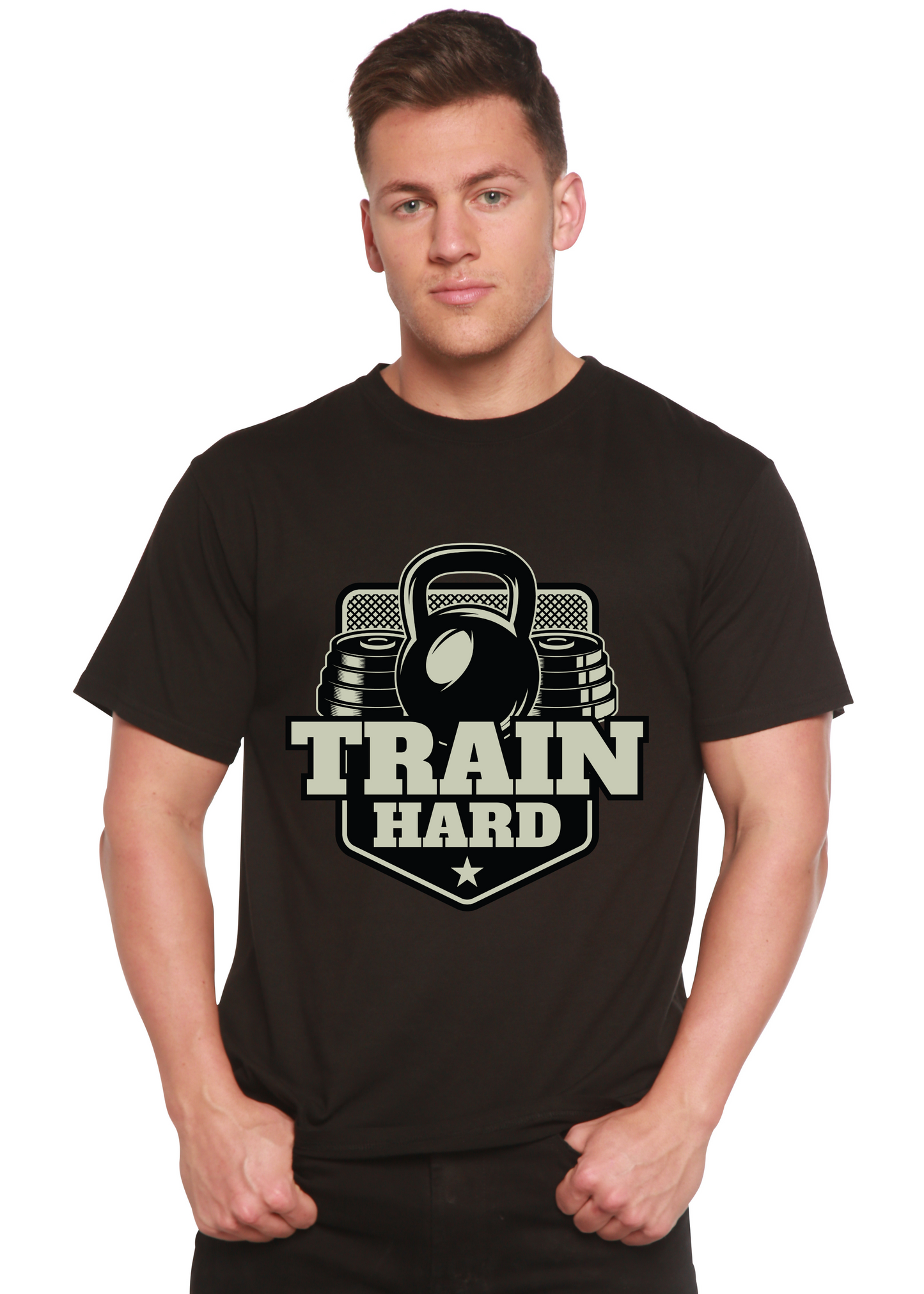 Train Hard Men's Bamboo Viscose/Organic Cotton Short Sleeve Graphic T-Shirt