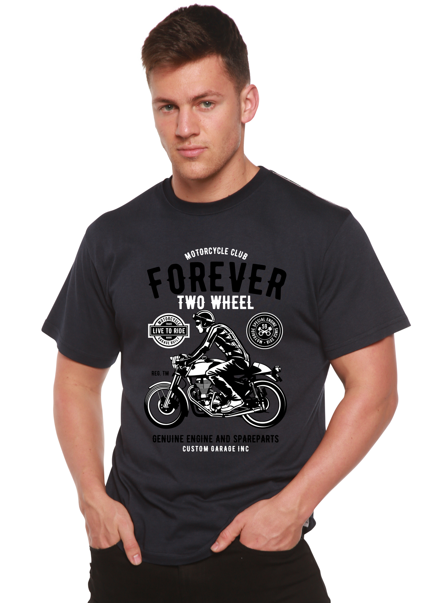 Forever Two Wheel Men's Bamboo Viscose/Organic Cotton Short Sleeve Graphic T-Shirt