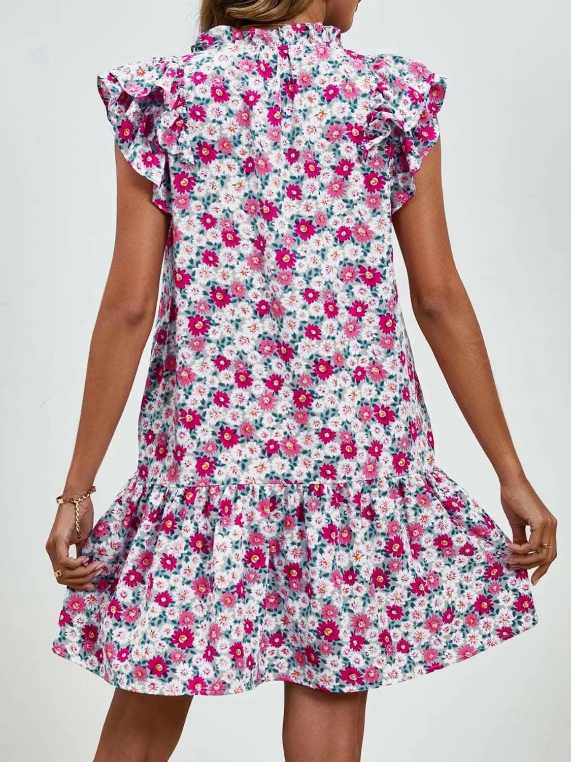 Trendsi swimwear - Floral Cap Sleeve Mini Dress