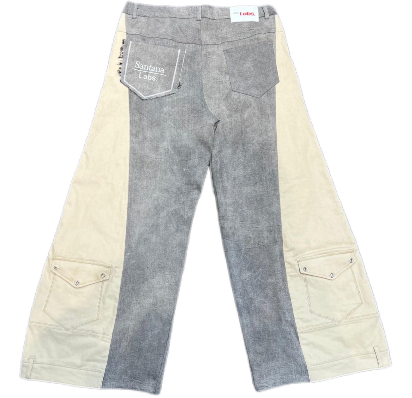 Double Wide Leg Flare Stone Wash Grey, Black, & Cream Denim