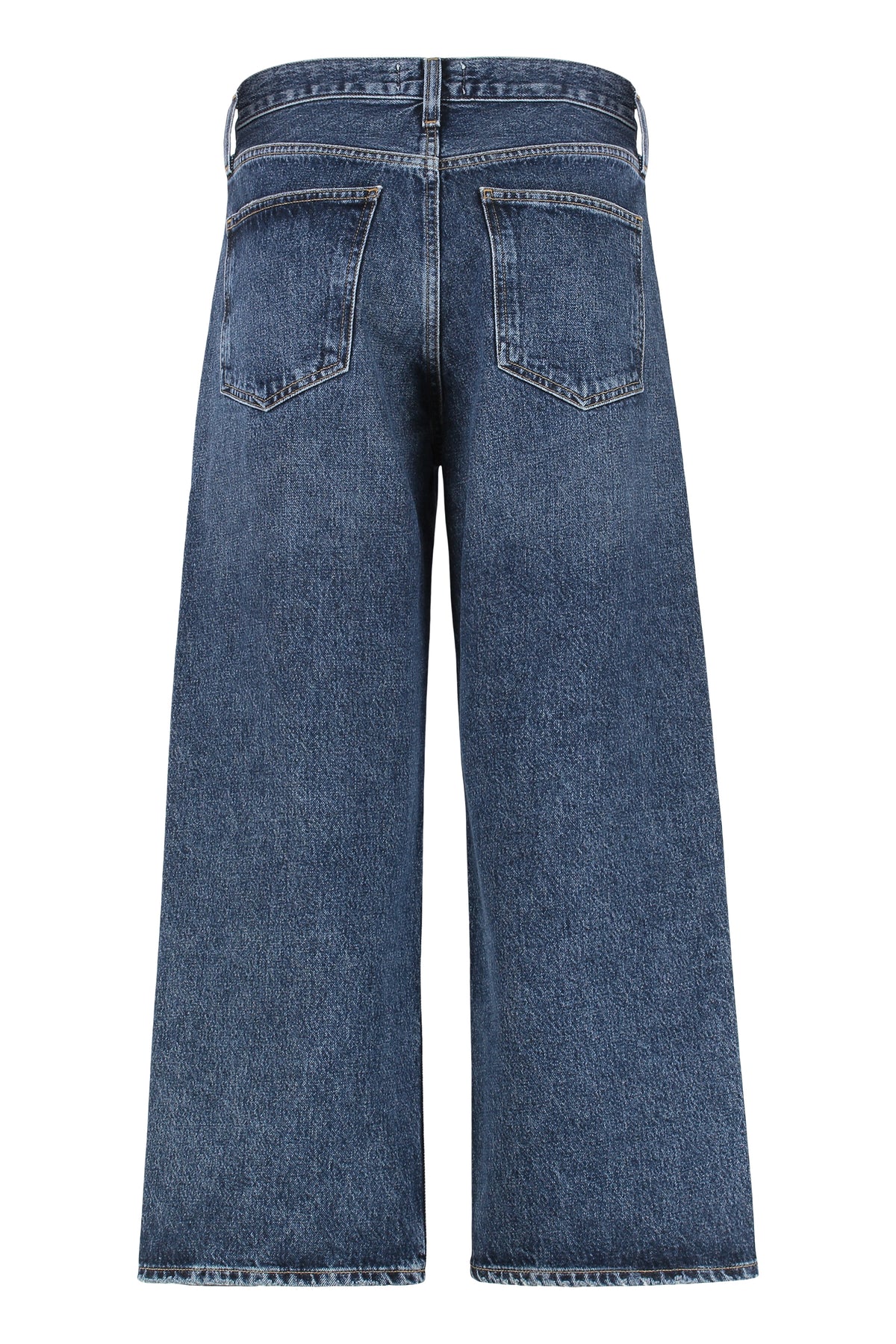 Cropped Denim Jeans With Engraved Logo