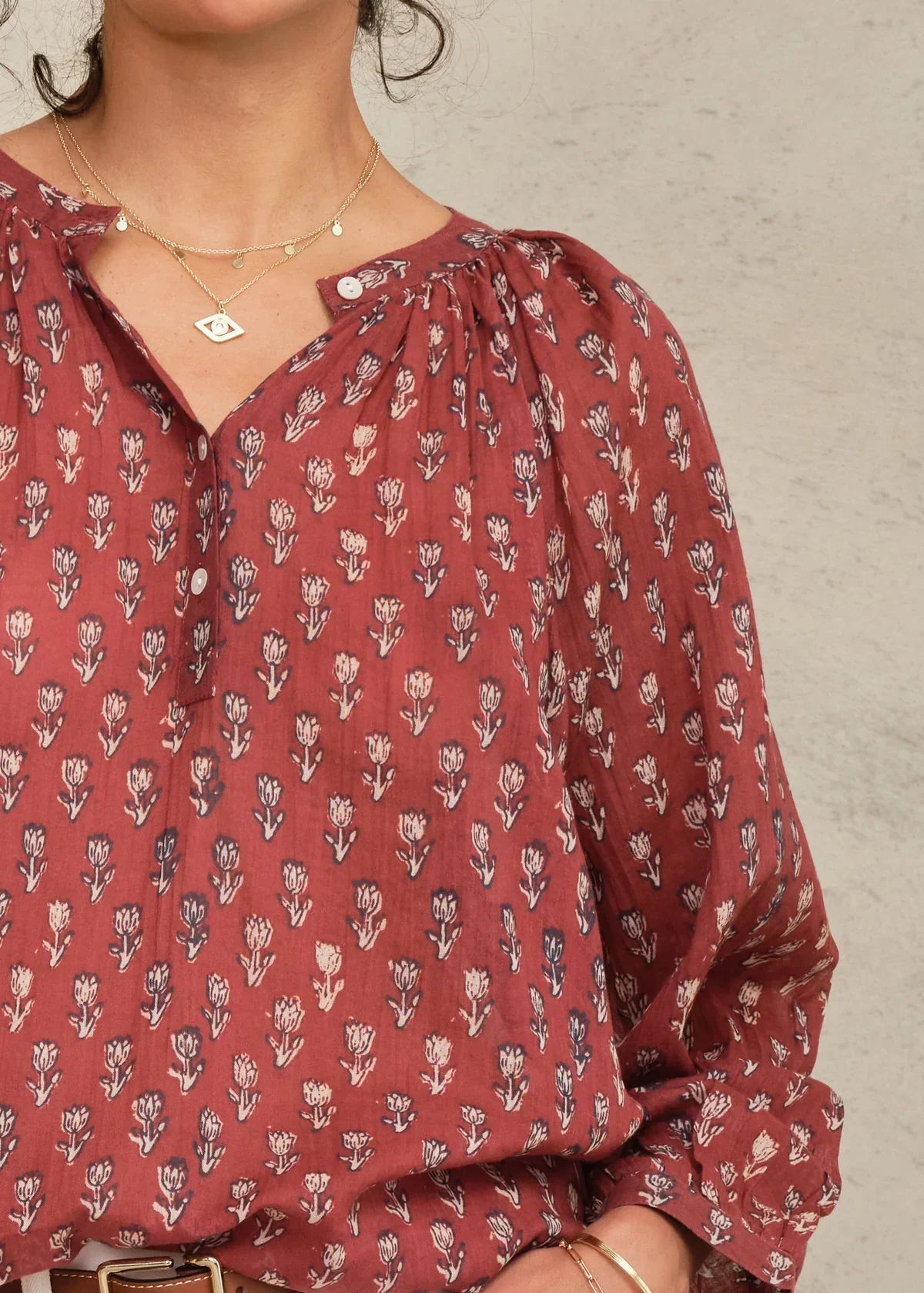 M.A.B.E Ari Print Long Sleeve Top