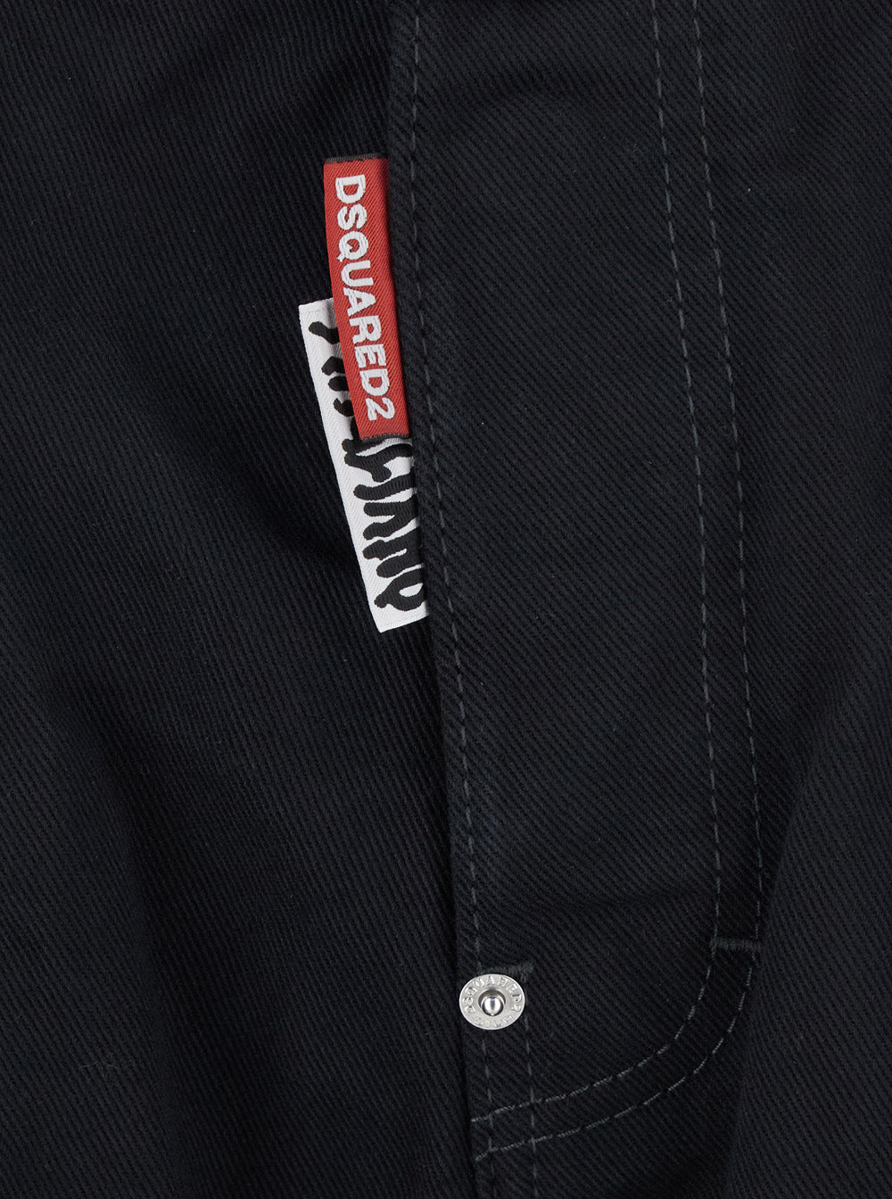 Black Jeans With Belt Loops and Logo Patch