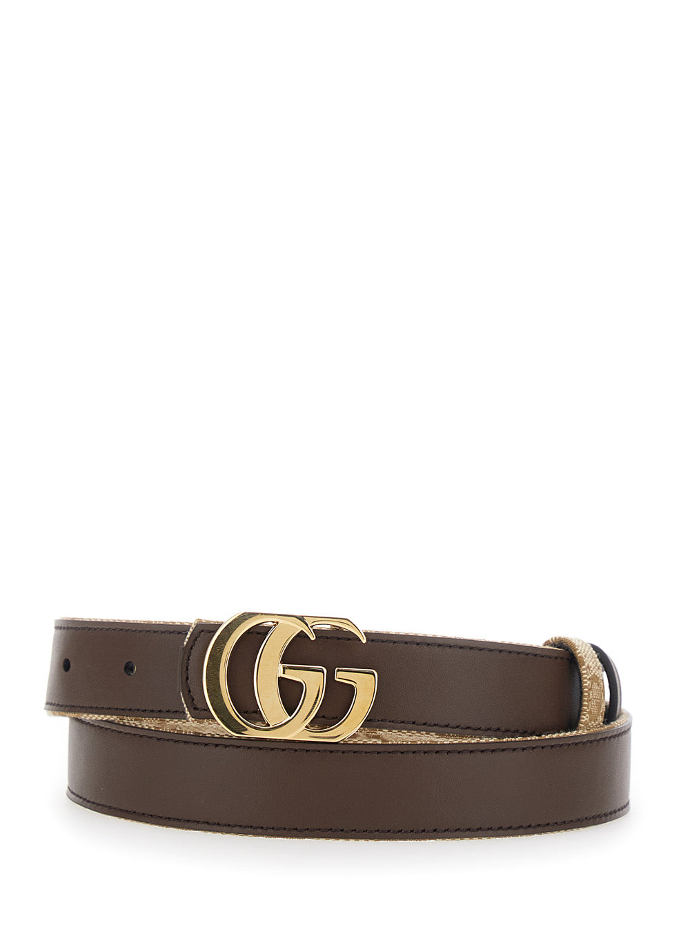 Reversible GG Buckle Canvas and Leather Belt