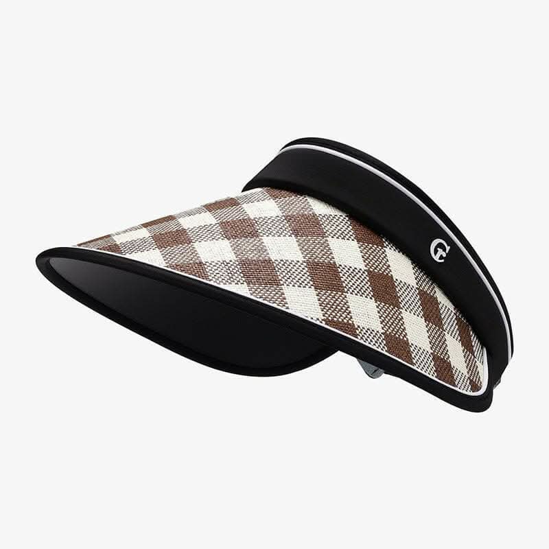 Trendsi Adjustable Plaid Sun Hat Black One Size Natural Grass