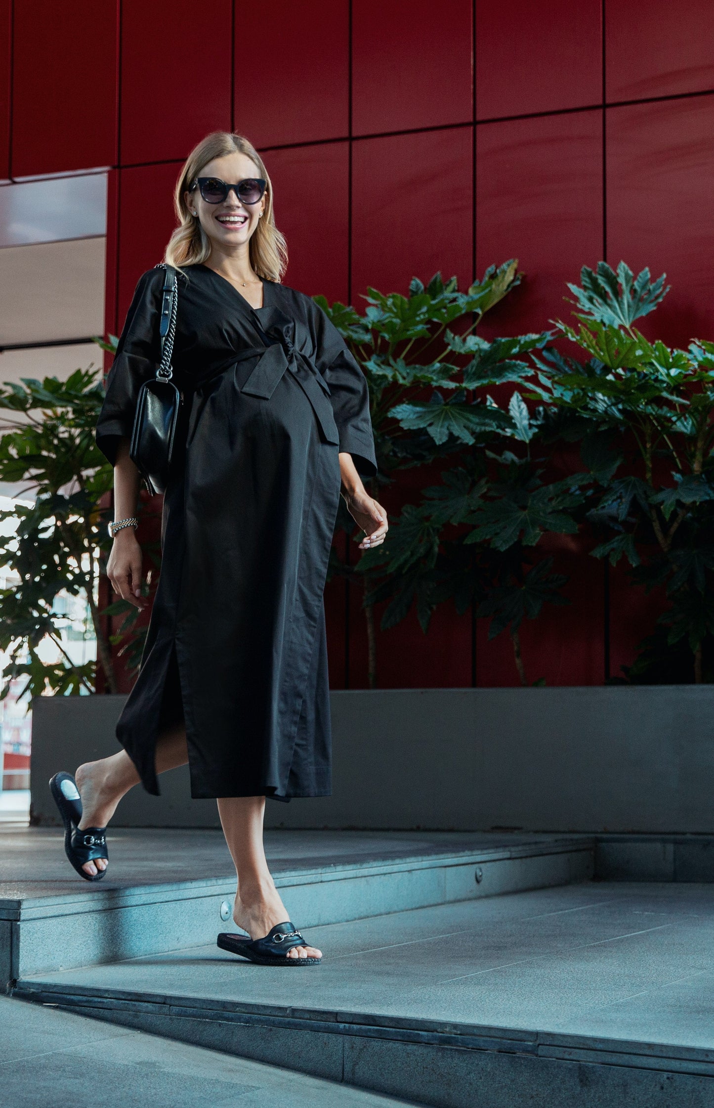 Amaterasu Tie Belt Maternity/Nursing Wrap Midi Dress