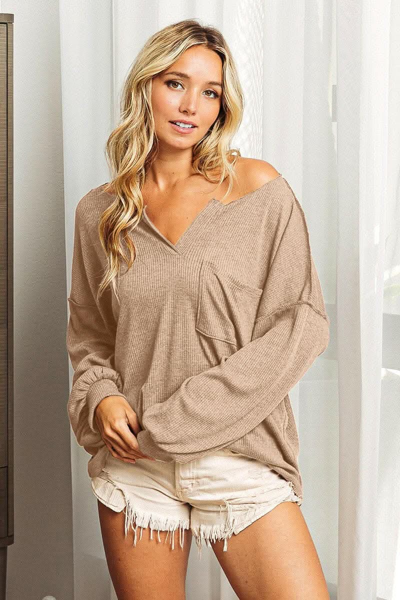 Long Sleeve Top - Exposed Seam - BiBi Style