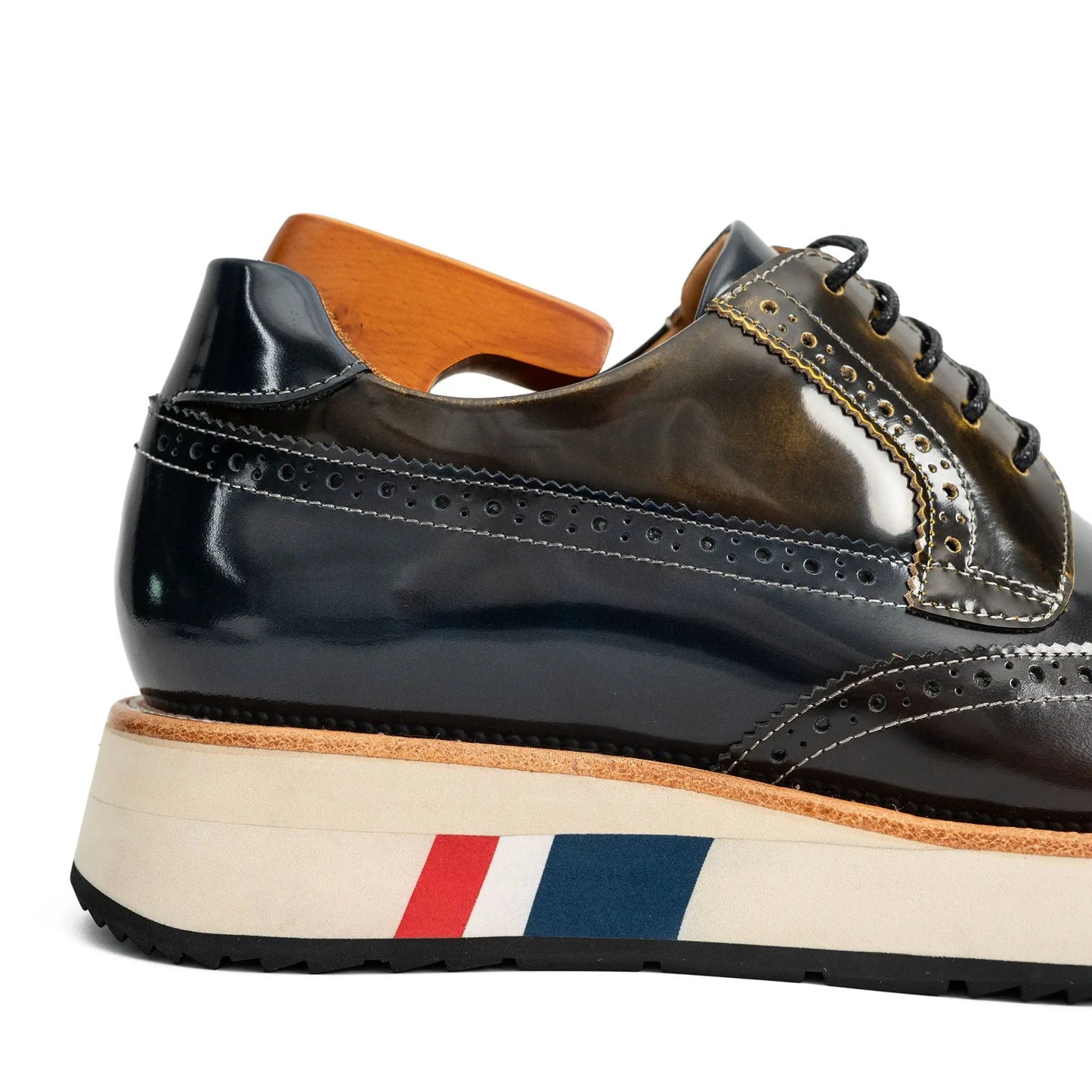 Black & Brown Brogues with Striped Sole