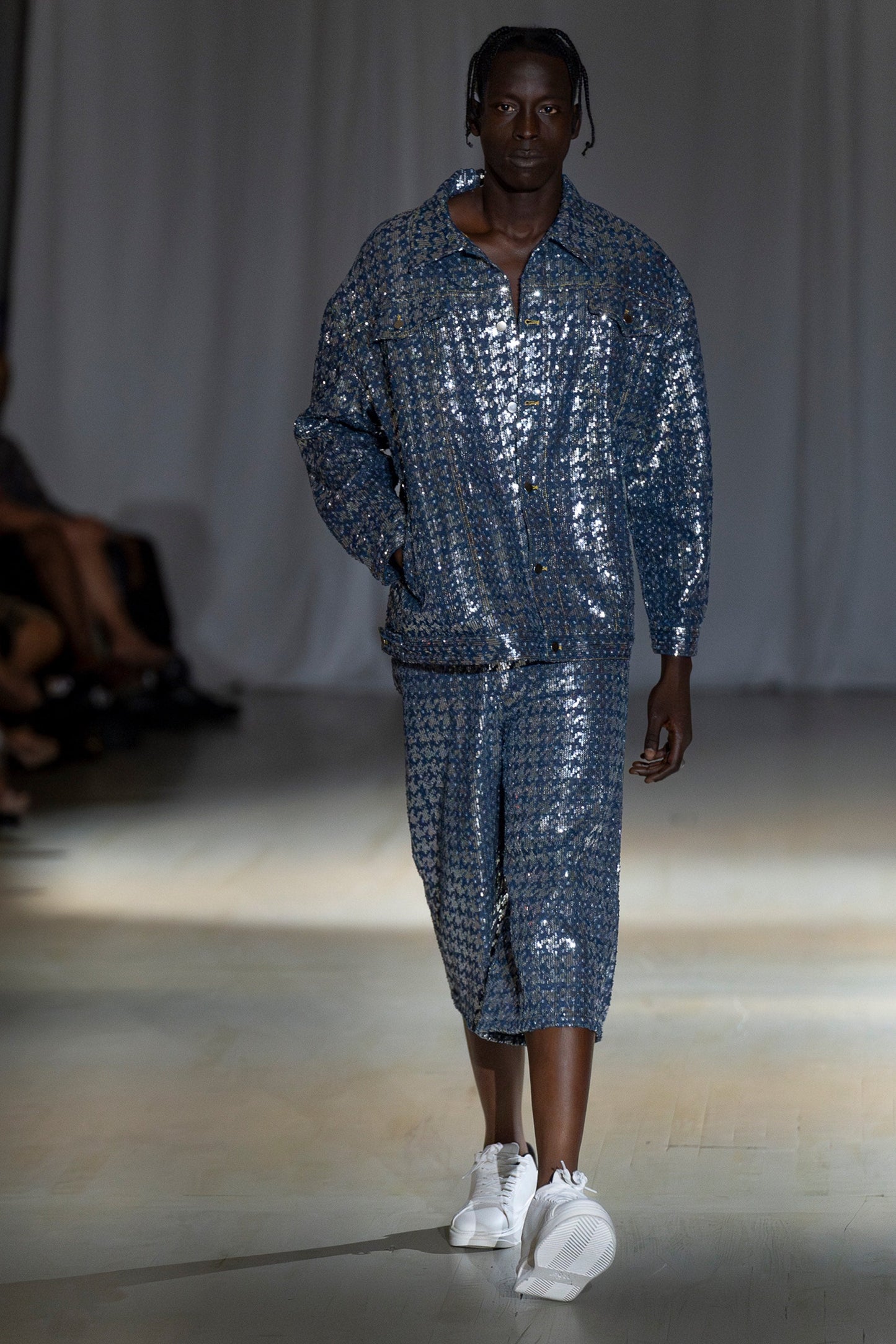 Bleu Sparkled Denim Shorts