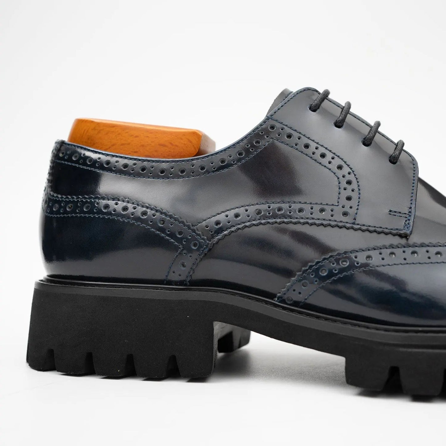 Blue derby brogue shoes