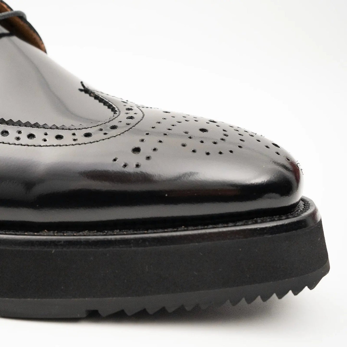Brogue Wingtip Derby Black Platform Shoe