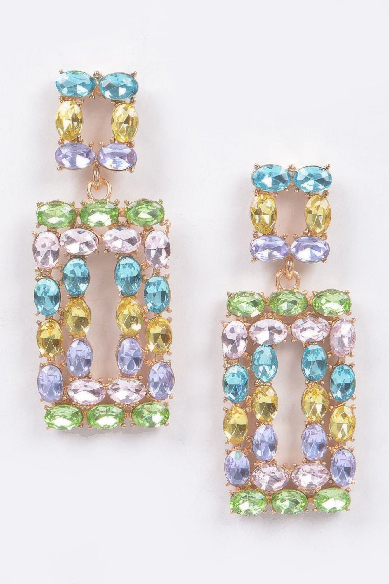CHELSEA Crystal Color Pop Rectangle Earrings: NYFW BYMANYC ® New York