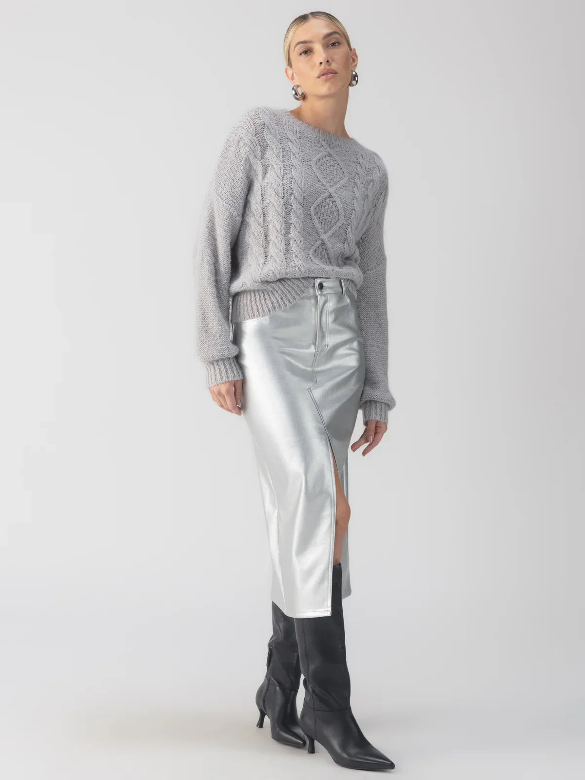 Sanctuary Leather Like Midi Skirt