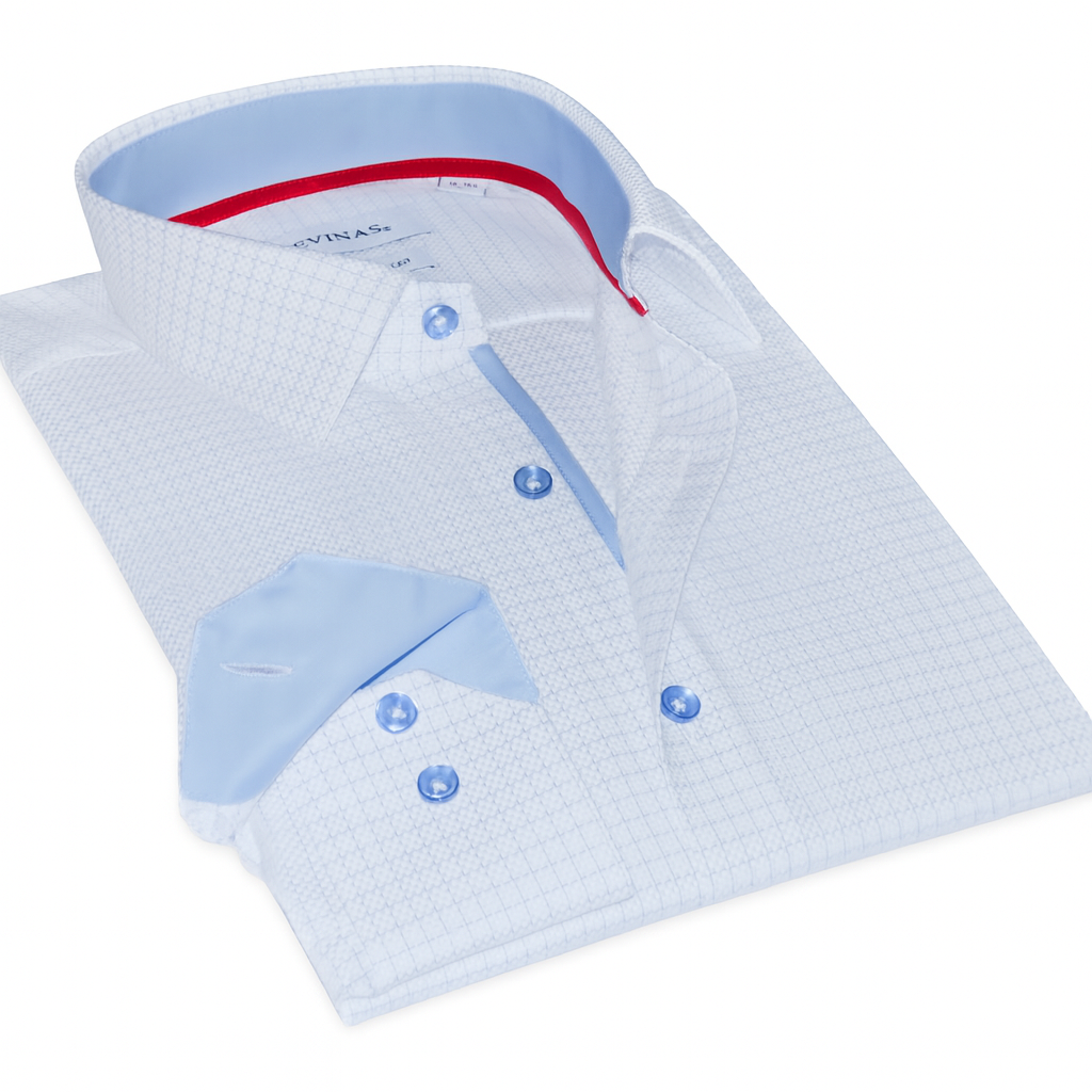 James Button-Up Shirt With Contrast Details // Blue Check // Contemporary Fit (Regular)