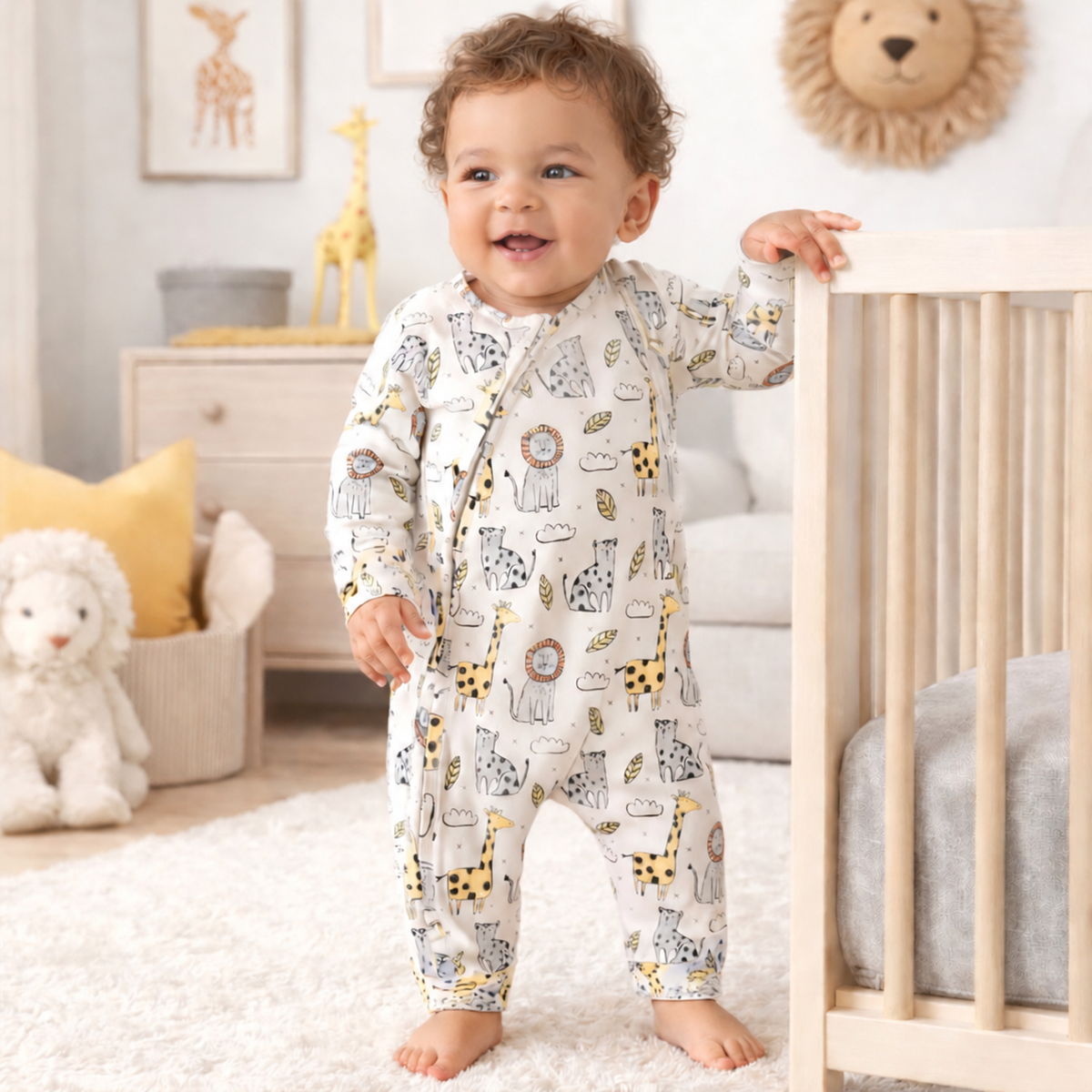 Safari Snuggles Zipper Romper - Bamboo Baby Outfit
