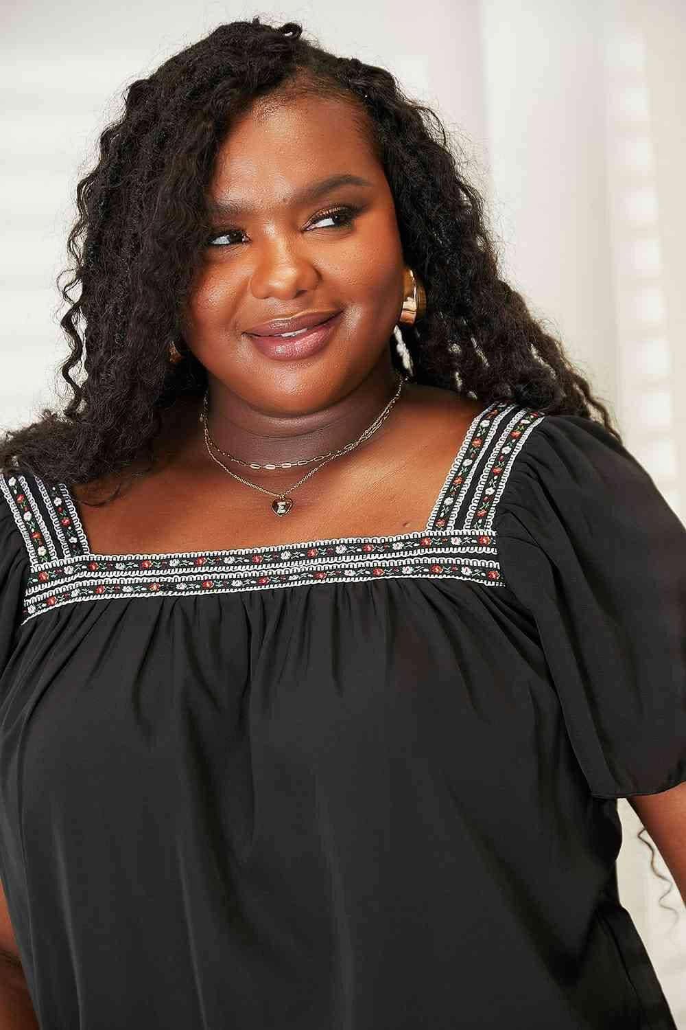 Blouse - Chic Color Block - Puff Sleeves