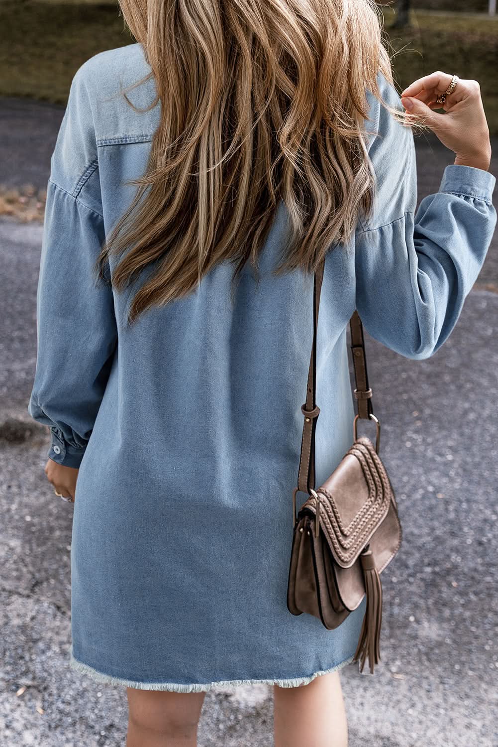 Denim Shirt Dress - H-Line - Casual Chic Blue