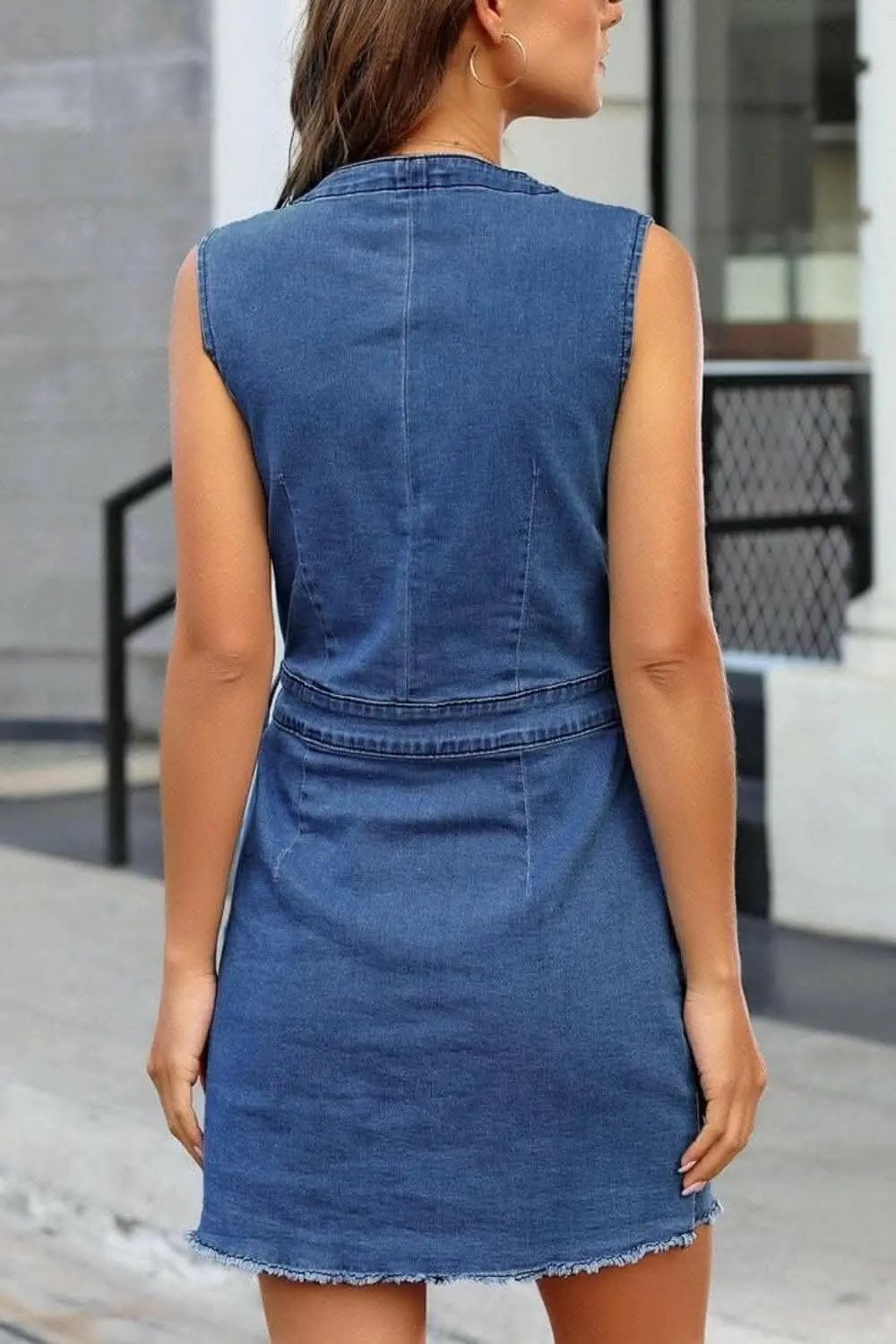 Trendsi Jeans & Denim Chic denim sleeveless v-neck dress