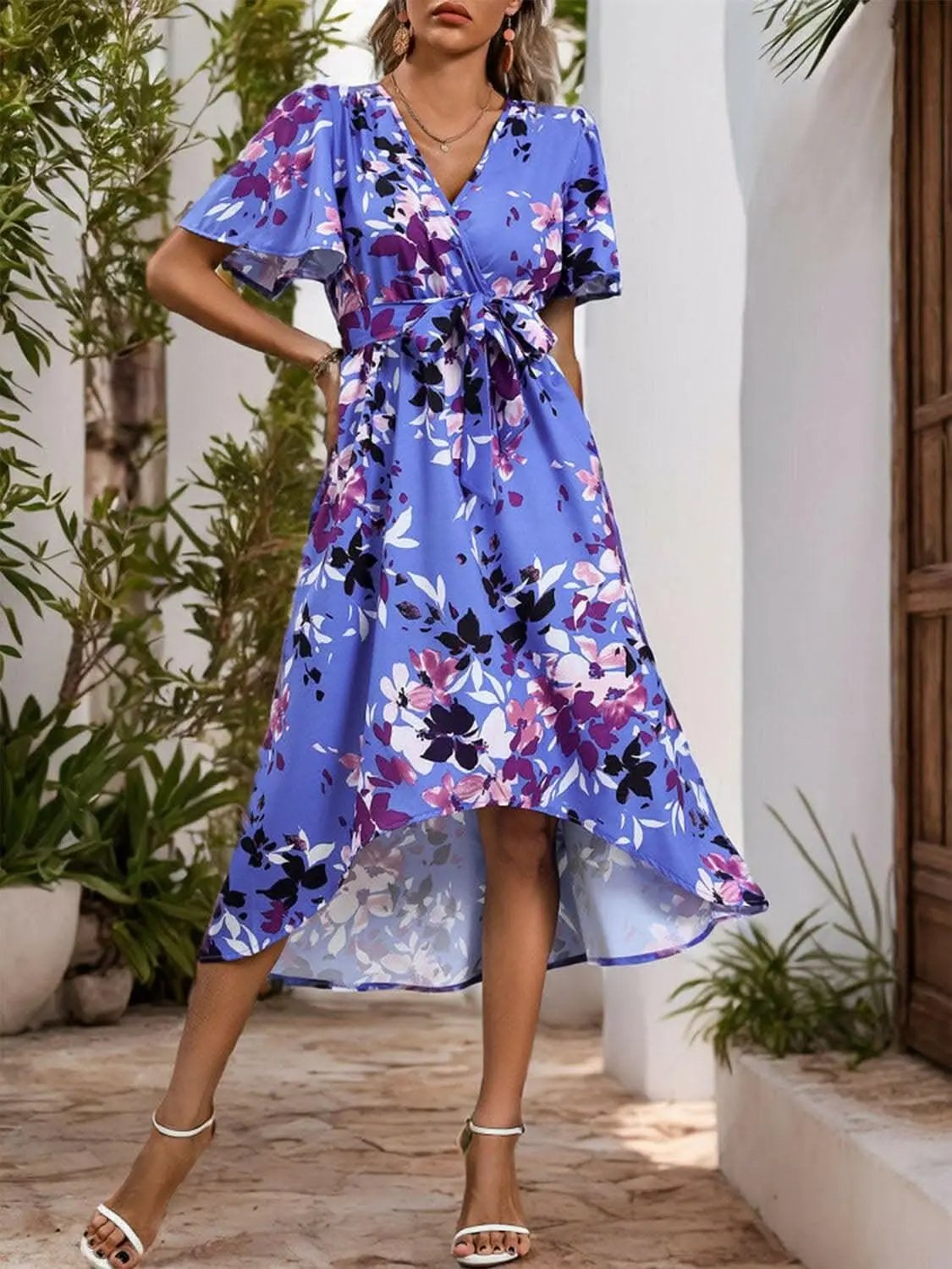 Trendsi just arrived - Chic floral wrap midi dress