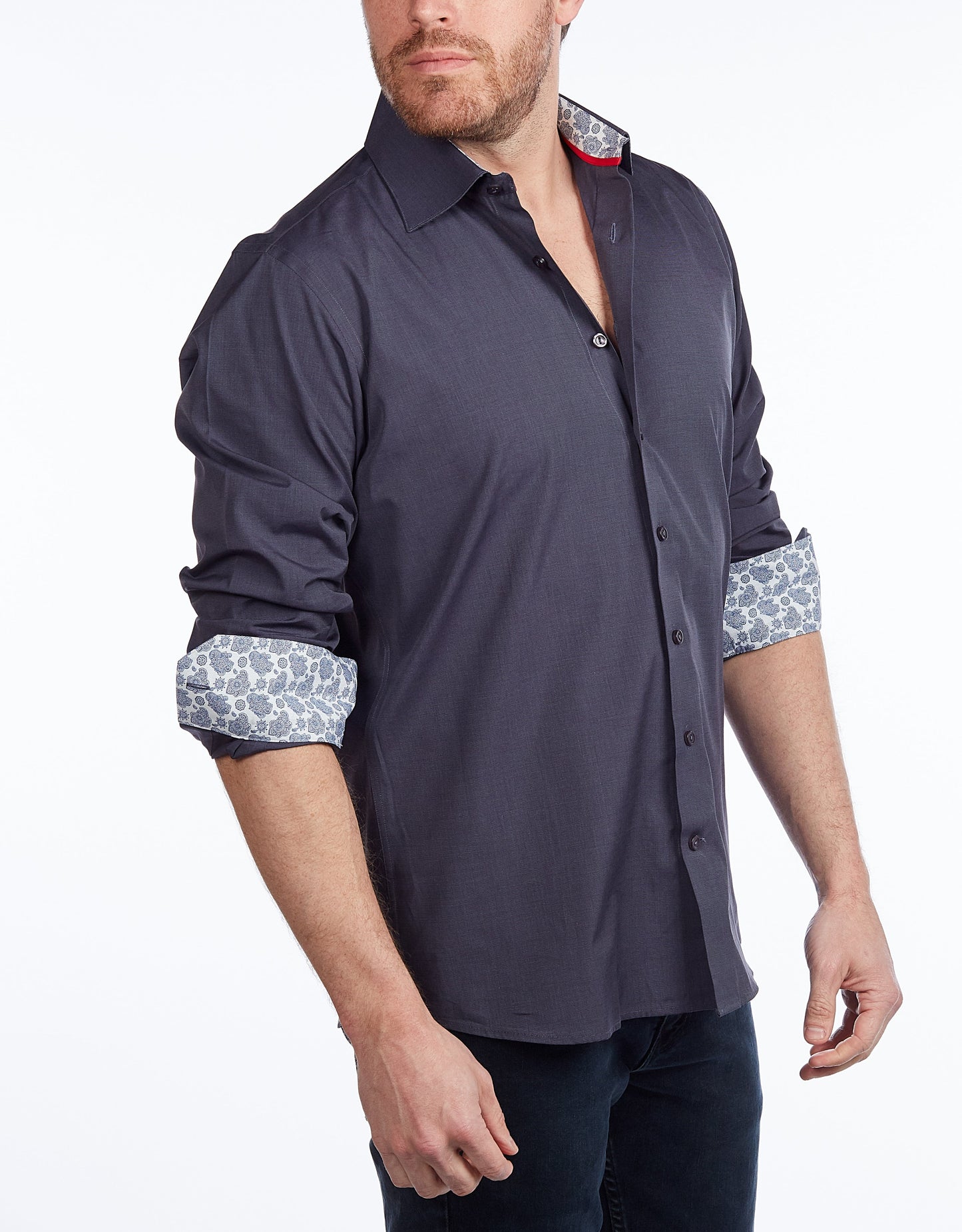 Contrast Collar Button-Up Shirt // Contemporary Fit - contrast trimming - final sale