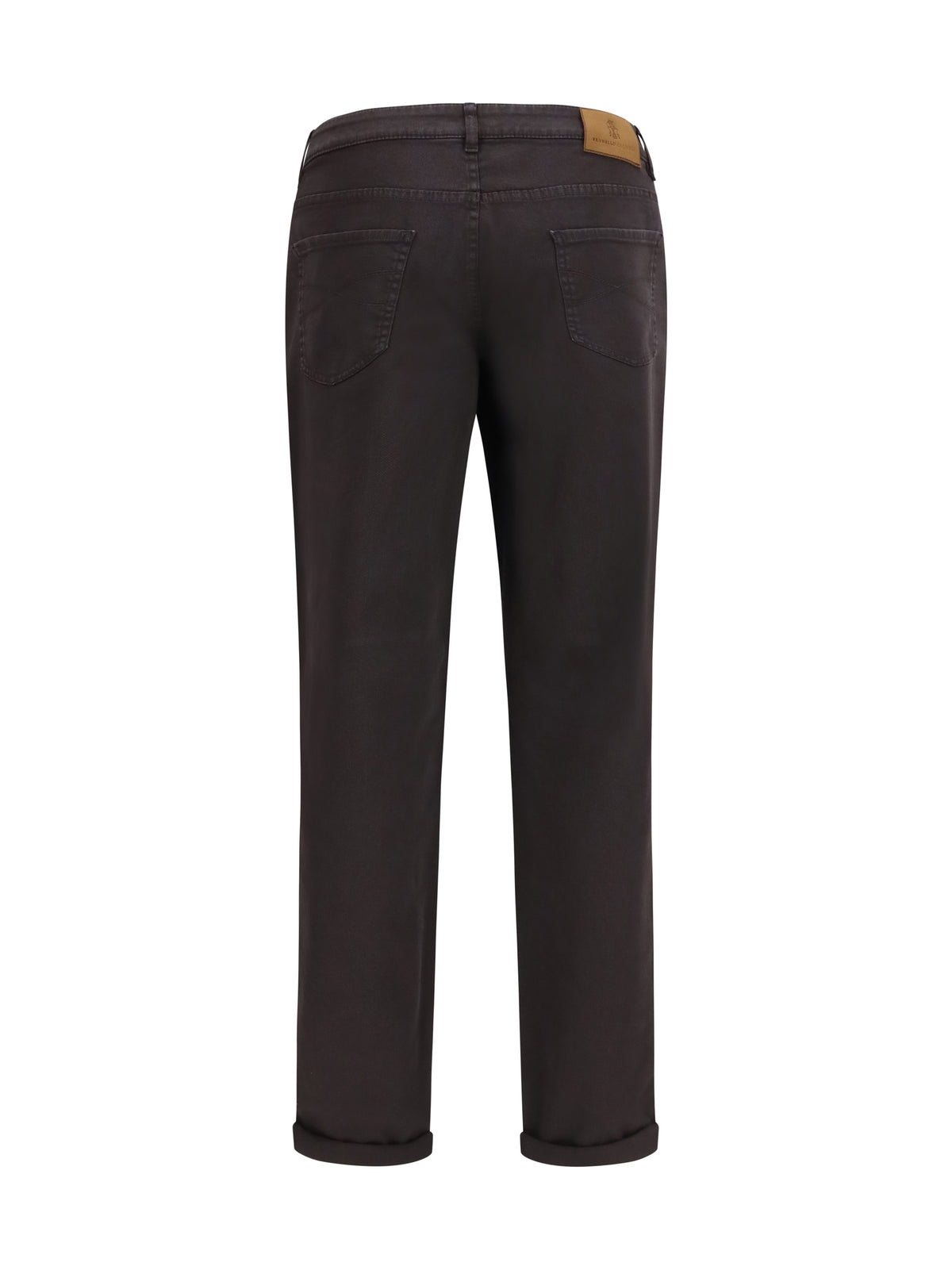 Jeans With Turn-Up Hem Dark Brown
